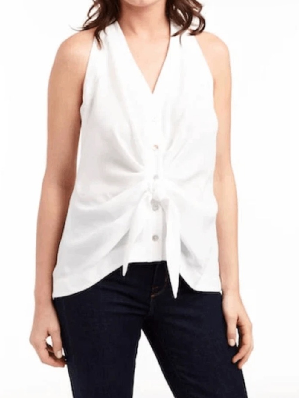 DREW White V-Neck Tie-Front Sleeveless Camisole